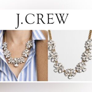 J. Crew Crystal Wings Gold Tone Clear Rhinestone Statement Pendant Drop Necklace